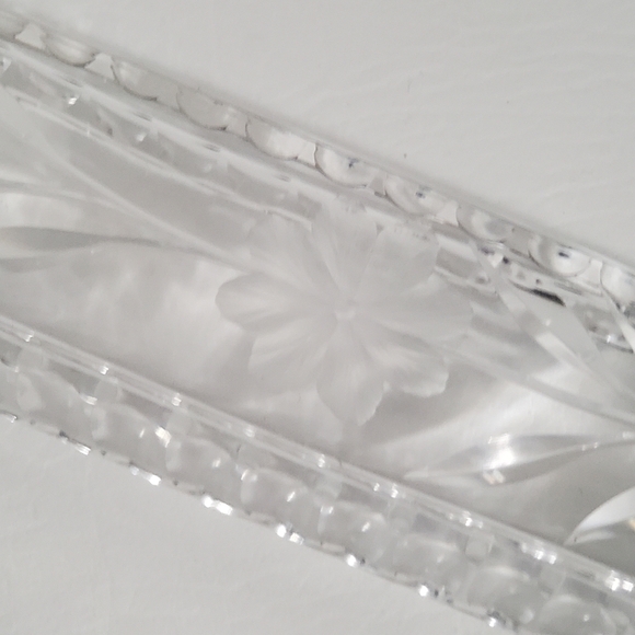 Crystal Sugar Cube Server Dish Flower Daisy Floral Clear - Picture 5 of 5